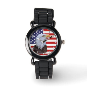 Patriotic Eagle und US-Flagge Armbanduhr