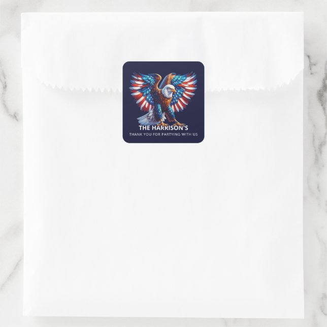 Patriotic Eagle USA 4. Juli Quadratischer Aufkleber (Tasche)