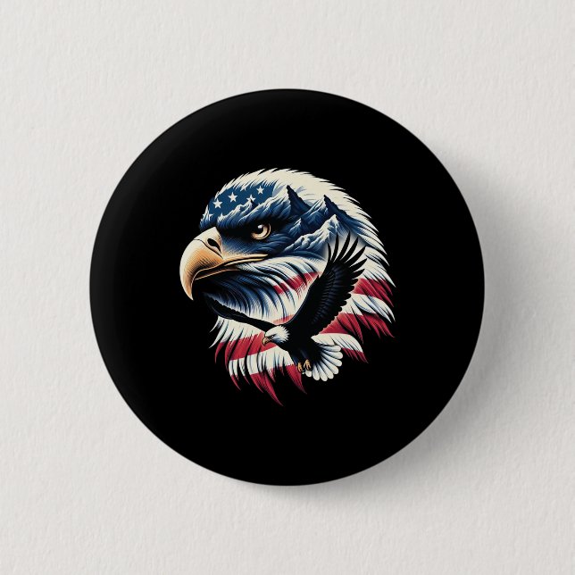 Patriotic Eagle Usa Flag 4. Juli Mann Frau Kunst Button (Vorderseite)