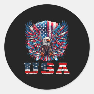 Patriotic Eagle Usa Flag Design Graphic Runder Aufkleber