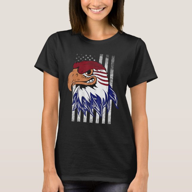 Patriotic Eagle Usa Merica 4. Juli American Fl T-Shirt (Vorderseite)