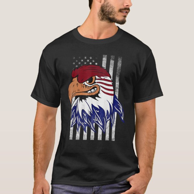Patriotic Eagle Usa Merica 4. Juli American Fl T-Shirt (Vorderseite)