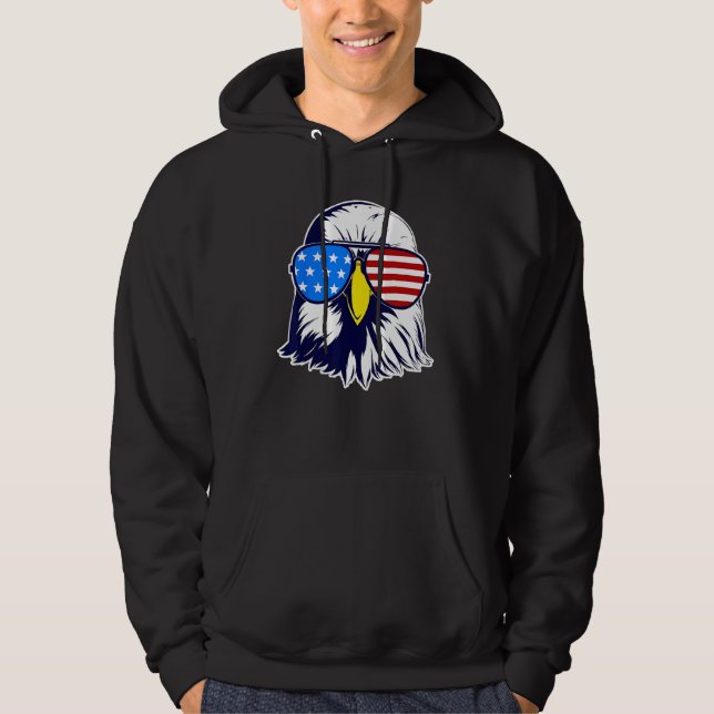 Patriotic Eagle with Sunglasses Fourth Of July Men Hoodie (Vorderseite)
