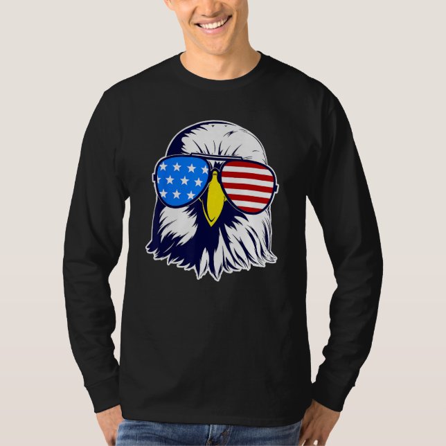 Patriotic Eagle with Sunglasses Fourth Of July Men T-Shirt (Vorderseite)