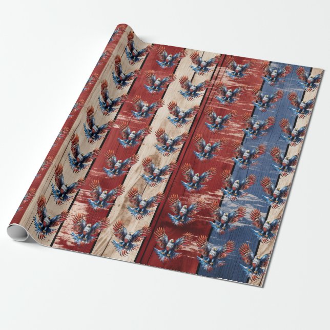 Patriotic Eagle Wrapping Paper Geschenkpapier (Ungerollt)