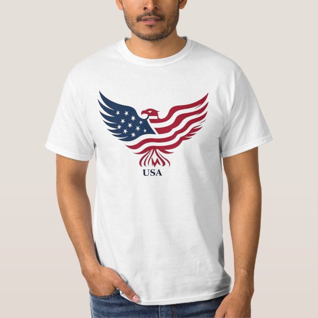 Patriotic Eagles USA Flag American 4. Juli T-Shirt (Vorderseite)