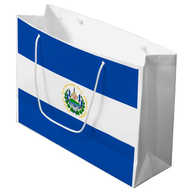 Patriotic El Salvador Flag Große Geschenktüte (Vorderseite Schrägansicht)
