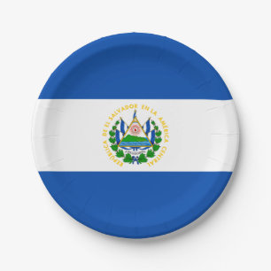 Patriotic El Salvador Flag Pappteller