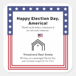 Patriotic Election Day Realtor Danke Community Quadratischer Aufkleber