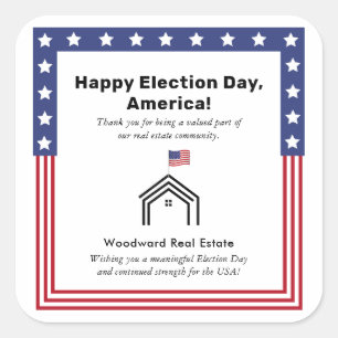Patriotic Election Day Realtor Danke Community Quadratischer Aufkleber