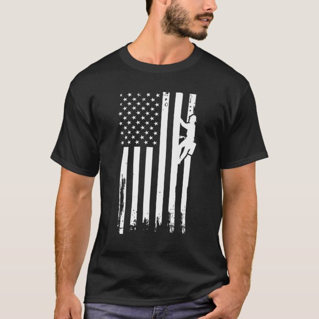 Patriotic Electric Lineman 4th Of July American Fl T-Shirt (Vorderseite)