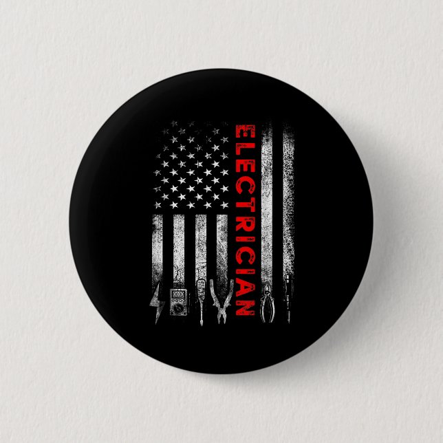 Patriotic Electrician American Flag Fathers Day  Button (Vorderseite)