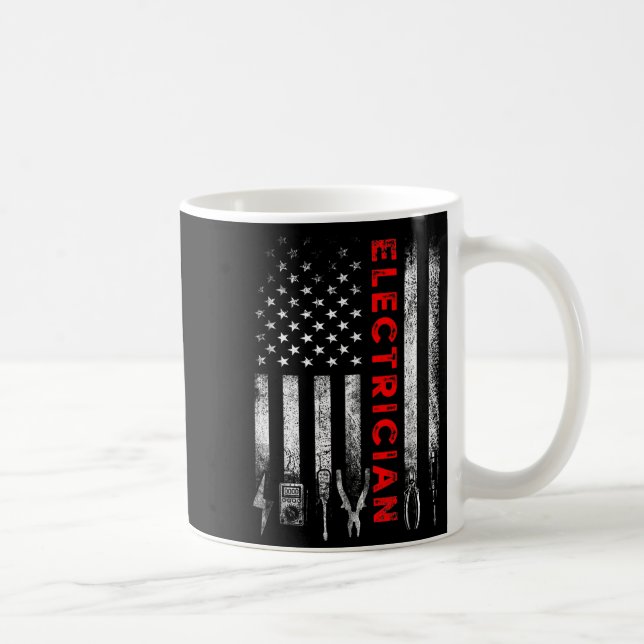 Patriotic Electrician American Flag Fathers Day  Kaffeetasse (Rechts)