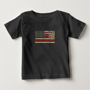 Patriotic Electrician American Flag Weihnachtsfeie Baby T-shirt
