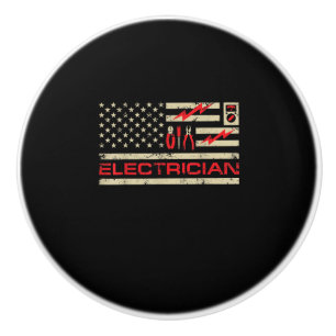 Patriotic Electrician American Flag Weihnachtsfeie Keramikknauf