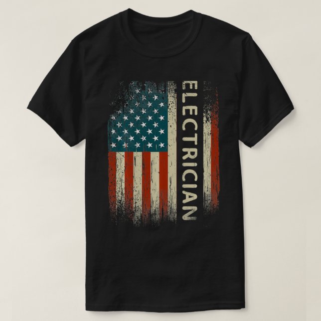 Patriotic Electrician Gifts American USA Flag Funn T-Shirt (Design vorne)