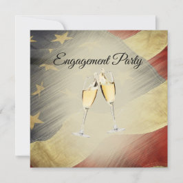 Patriotic Elegante American Flag Engagement Party Einladung