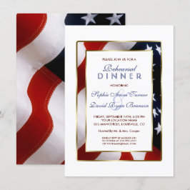 Patriotic, Elegante USA Flag Gold Probe Dinner Einladung