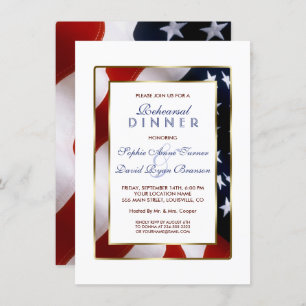 Patriotic, Elegante USA Flag Gold Probe Dinner Einladung