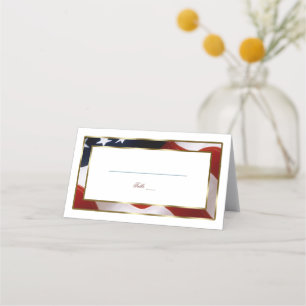 Patriotic, Elegante USA Flag Gold Tischnummer Platzkarte