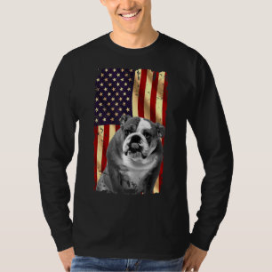 Patriotic English Bulldog American Flag 4. Juli D T-Shirt