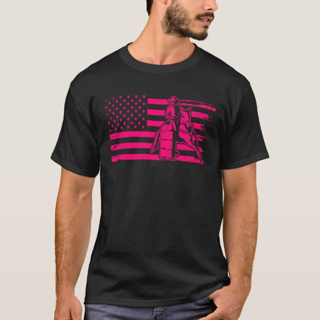 Patriotic Equestrian 4th Of July American Flag Bar T-Shirt (Vorderseite)