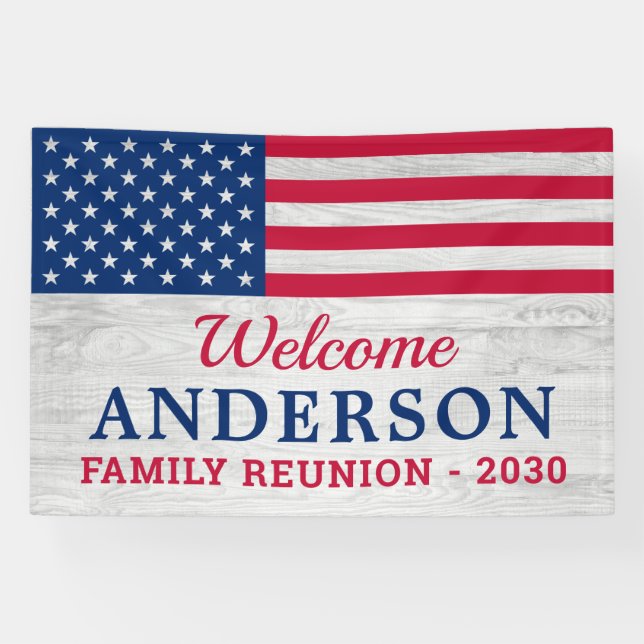 Patriotic Family Personalisiert USA Flag Banner (Horizontal)