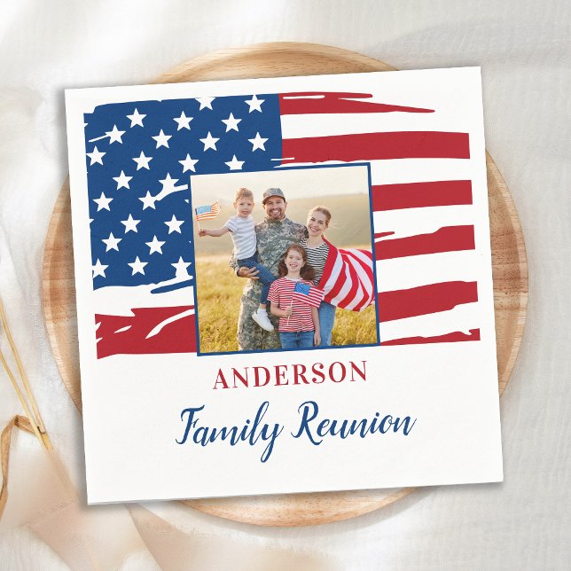 Patriotic Family Wiedersehen Party American Flag F Serviette (Von Creator hochgeladen)