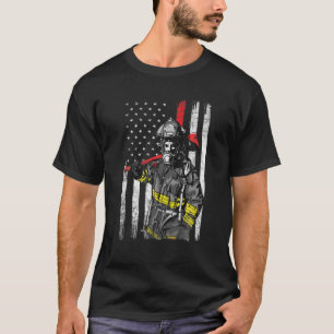 Patriotic Firefighter American USA Flag Fireman Fi T-Shirt