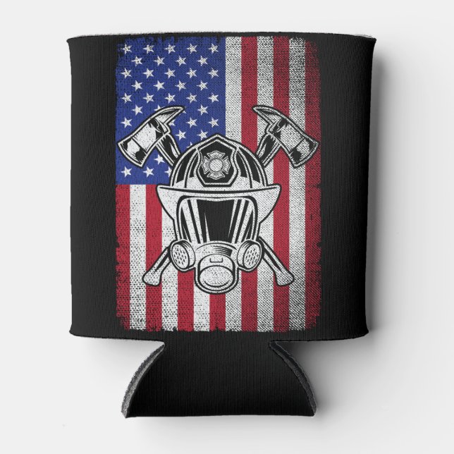 Patriotic Fireman USA Flag Firefighter Dosenkühler (Vorderseite)