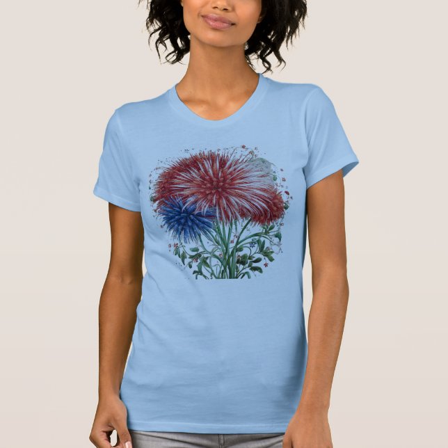 Patriotic Firework Blume Amerikanische Unabhängigk T-Shirt (Vorderseite)
