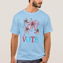 Patriotic Firework Red Blue VOTE Wahl Tag USA T-Shirt
