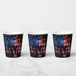 Patriotic Fireworks American Flag Black Pappbecher