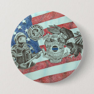 Patriotic First Responder Button