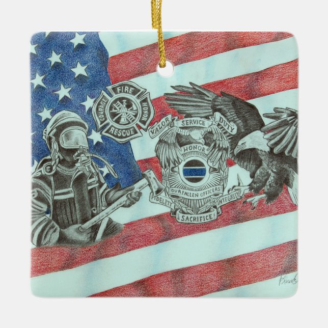 Patriotic First Responder Keramikornament (Vorderseite)