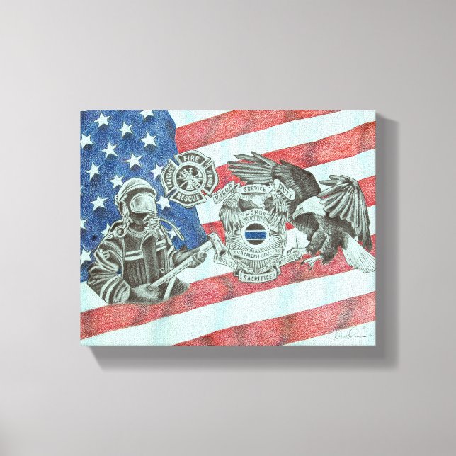 Patriotic First Responder Leinwanddruck (Vorderseite)
