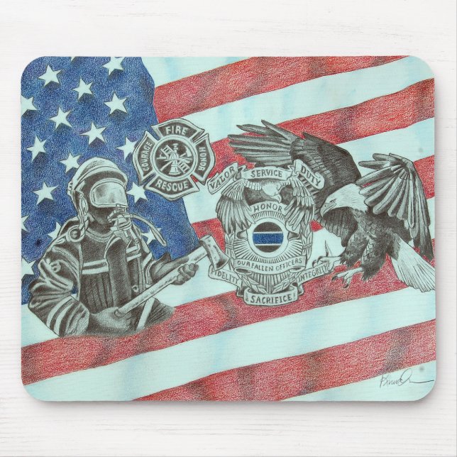 Patriotic First Responder Mousepad (Vorne)
