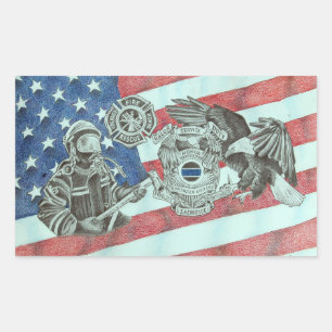 Patriotic First Responder Rechteckiger Aufkleber