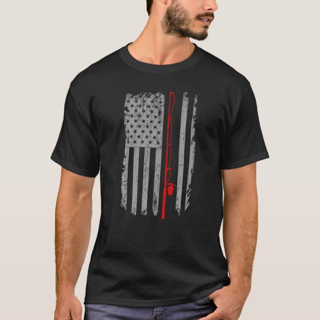 Patriotic Fishing Daddy Usa Flag Ameri T-Shirt (Vorderseite)