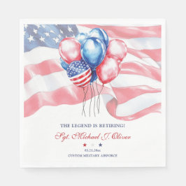 Patriotic Flag & Balloons Military Retirement Serviette