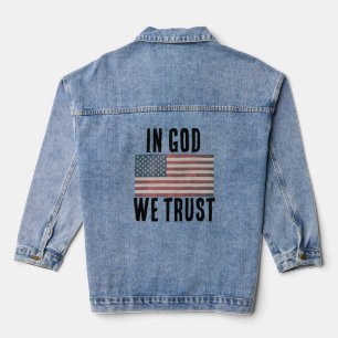 PATRIOTIC FLAG CHRISTLICHER GOTT VERTRAUEN WIR Den Jeansjacke