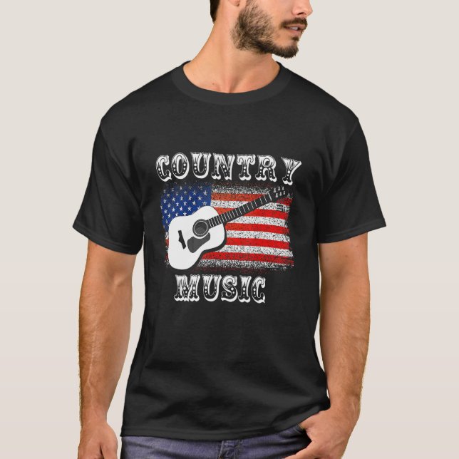 Patriotic Flag Country Music Guitarist Banj T-Shirt (Vorderseite)
