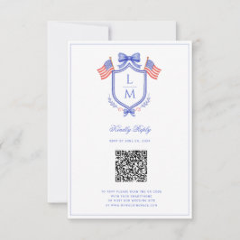 Patriotic Flag Crest | Monogram Wedding | QR RSVP Karte