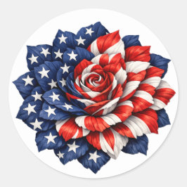 Patriotic Flag Floral Illustration Runder Aufkleber