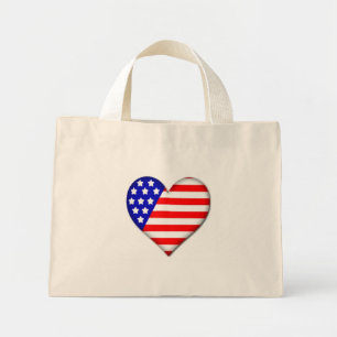 Patriotic Flag Heart Tote Bag Mini Stoffbeutel