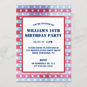 Patriotic Flag Red, White Blue Einladung
