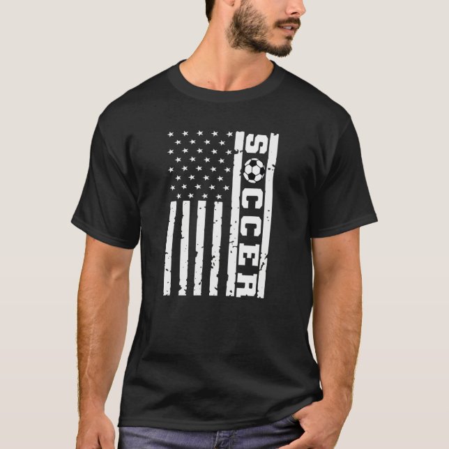 Patriotic Flag US Soccer Tee, American Flag Soccer T-Shirt (Vorderseite)