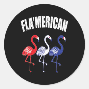 Patriotic Flamingo Red White Blue 4. Juli Indepen Runder Aufkleber