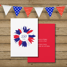 Patriotic Floral 4th of July USA 250 Anniversary Feiertagskarte