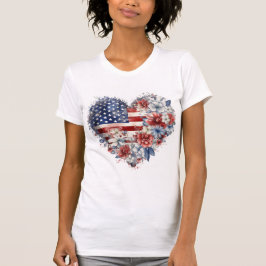 Patriotic Floral Heart T - Shirt